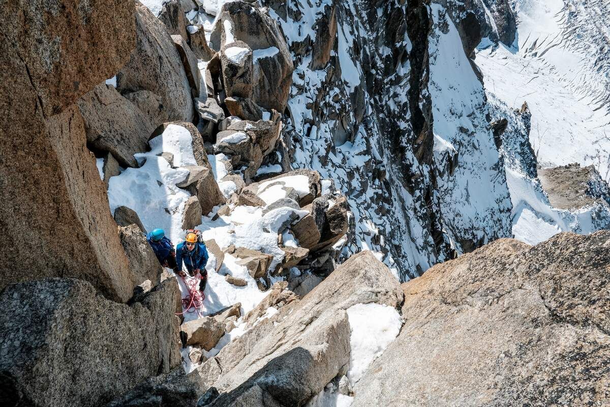 The crux pitch of the Cosmiques Ridge, Chamonix