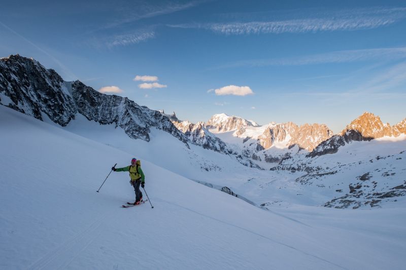 Skinning up towards the mountain hut on the ski mountaineering course