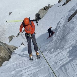 Abseiling practice - Ski mountaineering course Chamonix with Chamex guides.