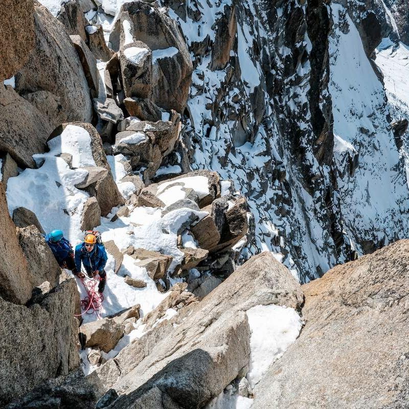 The crux pitch of the Cosmiques Ridge, Chamonix