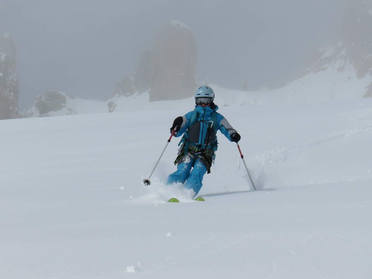 Off-piste skiing on Grands Montets, Chamonix