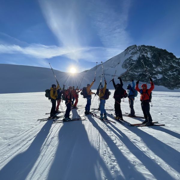 Skiers on the guides Haute Route ski tour from Chamonix to Zermatt with Chamonix Experience.