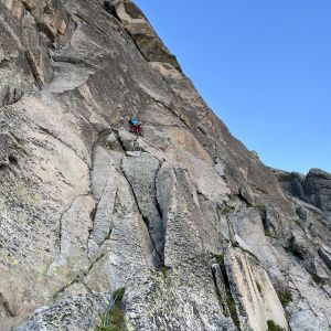 Granite rock climbing near the Argentiere Refuge, Chamonix.