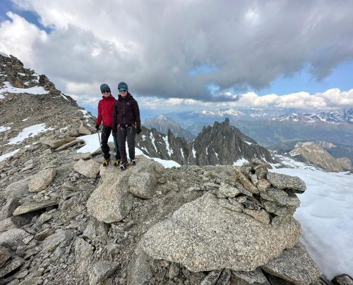 Hikers on the Haute Route guided glacier trek with Chamex guides.