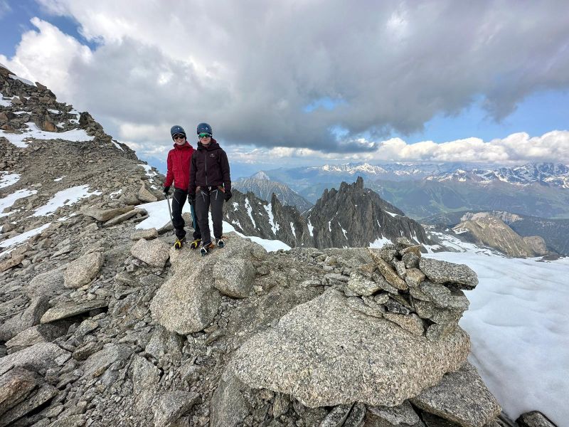 Hikers on the Haute Route guided glacier trek with Chamex guides.