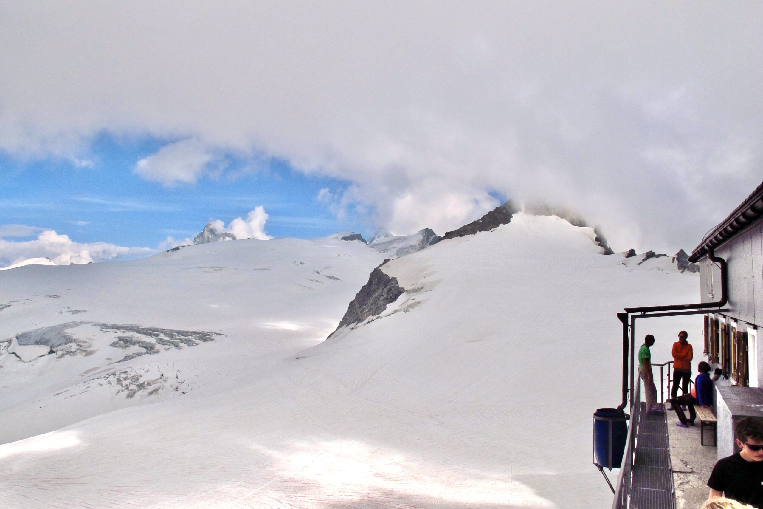 Views from one of the huts on the Chamonix to Zermatt guided glacier trek with Chamonix Experience.