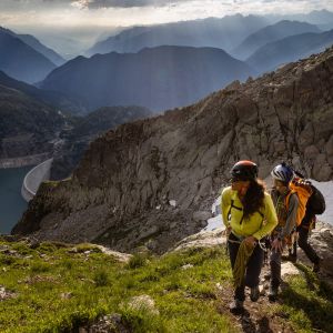Panoramic view from the Perrons ridge over Lac d’Émosson