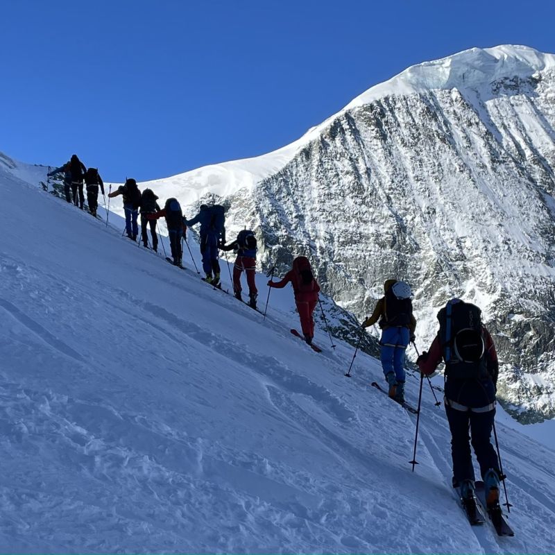Skiers on the guides Haute Route ski tour from Chamonix to Zermatt with Chamonix Experience.