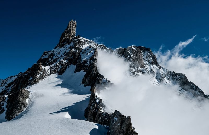 view of the Dent du Geant before the climb