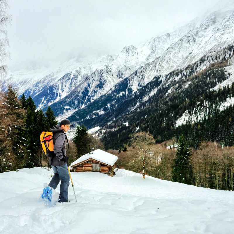 Snowshoe hiking in Chamonix Chamex