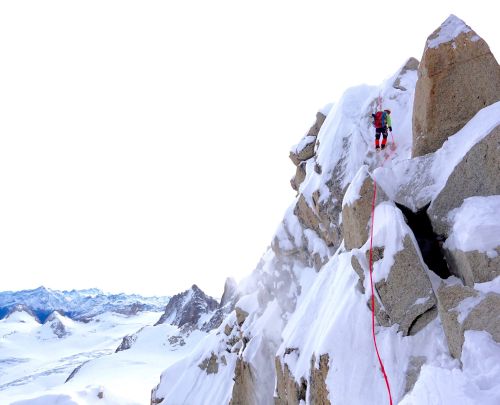 Advanced winter mountaineering training in challenging alpine conditions.