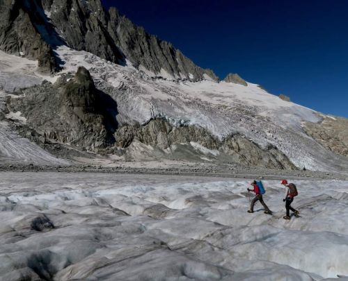 Glacier approach to the Argentiere hut in Chamonix.