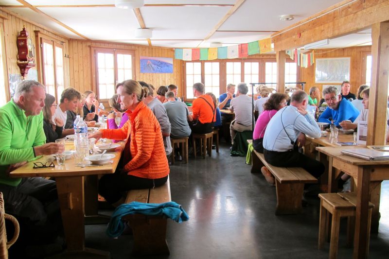 Mountain hut atmosphere on the Chamonix to Zermatt guided glacier trek