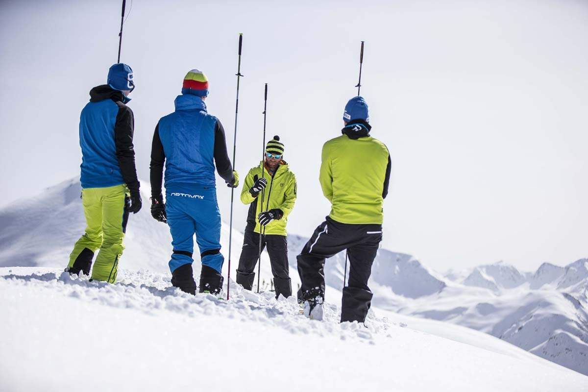 Chamonix mountain guide teaching avalanche awareness