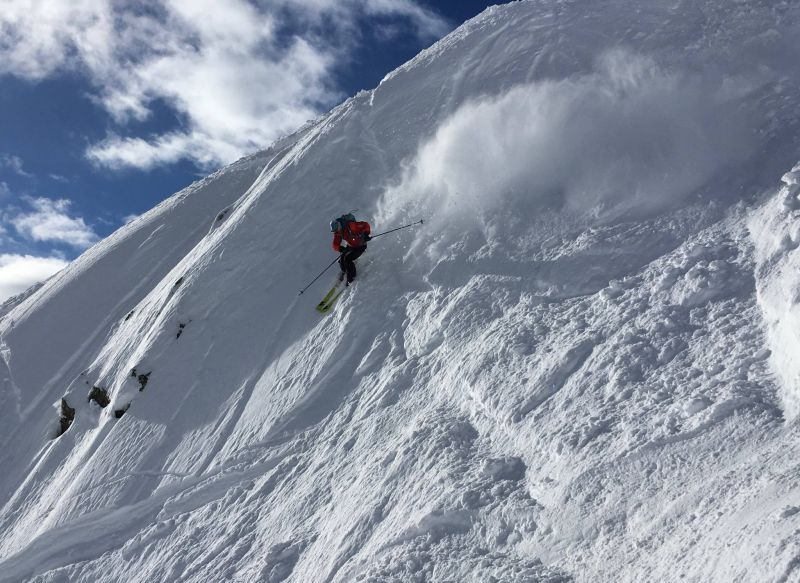 Chamex guide skiing at Flegere, Chamonix.