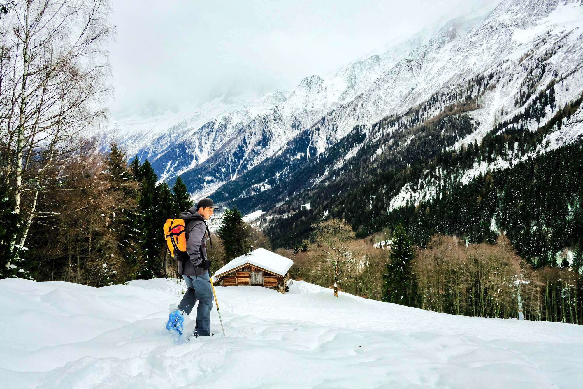 Snowshoe hiking in Chamonix Chamex